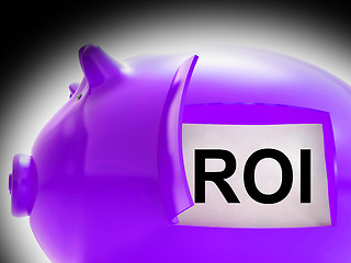 Image showing ROI Piggy Bank Coins Shows Return On Investment