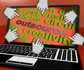 Image showing Outsource Laptop Screen Means Contract Out To Freelancer