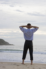 Image showing Manager relaxing on the beach