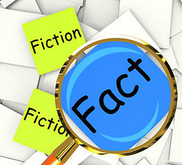 Image showing Fact Fiction Post-It Papers Mean Correct Or Falsehood