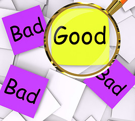 Image showing Good Bad Post-It Papers Show Excellent Or Dreadful