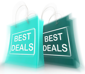 Image showing Best Deals Shopping Bags Represent Bargains and Discounts