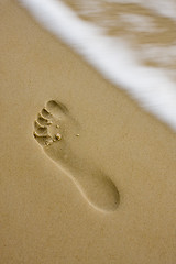 Image showing Footprint on the beach