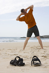 Image showing Gymnastics on the beach