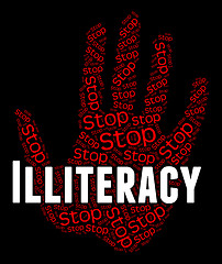 Image showing Stop Illiteracy Indicates Warning Sign And Cannot