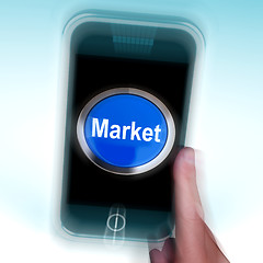 Image showing Market On Mobile Phone Means Marketing Advertising Sales