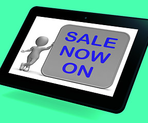 Image showing Sale On Now Tablet Shows Product Specials And Lower Prices