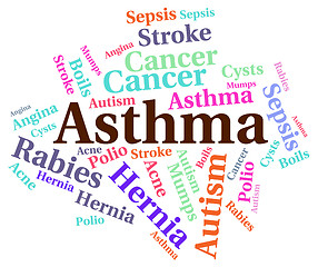 Image showing Asthma Word Represents Poor Health And Ailment