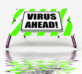 Image showing Virus Ahead Displays Viruses and Future Malicious Damage