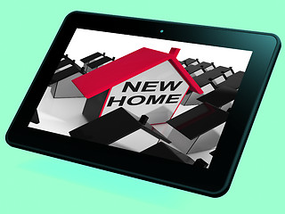 Image showing New Home House Tablet Means Buying Property Or Real Estate