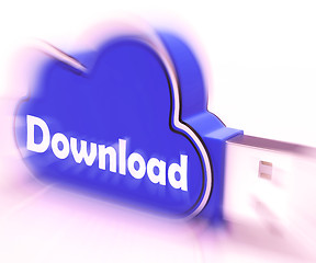 Image showing Download Cloud USB drive Means Files Downloading Or Transferring