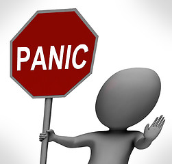 Image showing Panic Red Stop Sign Shows Stopping Anxiety Panicking