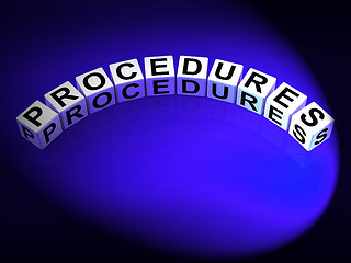 Image showing Procedures Dice Represent Strategic Process and Steps