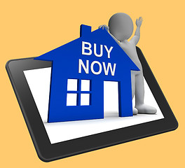 Image showing Buy Now House Tablet Shows Property For Sale