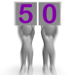 Image showing Fifty Placards Mean Anniversary Or Birthday