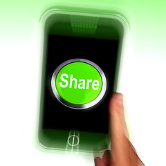 Image showing Share Mobile Means Online Sharing And Community