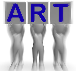 Image showing Art Placards Means Artistic Paintings And Drawings