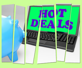 Image showing Hot Deals Piggy Bank Means Best Buys And Reduced Price