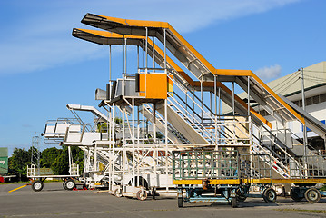 Image showing Parked rolling stairs on airport