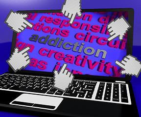 Image showing Addiction Laptop Screen Means Obsession Enslavement Or Dependenc