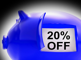 Image showing Twenty Percent Off Piggy Bank Message Shows 20 Discount