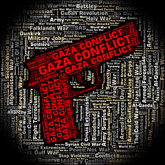 Image showing Gaza Conflict Shows Combat Wordclouds And Wars