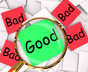 Image showing Good Bad Post-It Papers Mean Acceptable Or Unacceptable
