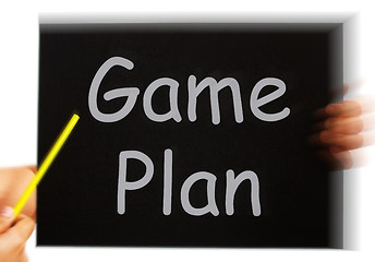 Image showing Game Plan Message Means Strategies And Tactics