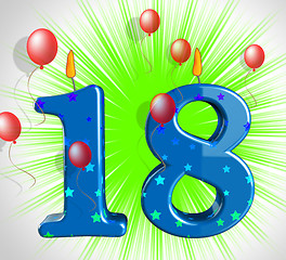 Image showing Number Eighteen Party Show Teen Birthday Or Decoration