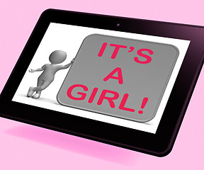 Image showing It\'s A Girl Tablet Means Announcing Female Baby