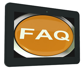 Image showing FAQ Tablet Shows Frequently Asked Question