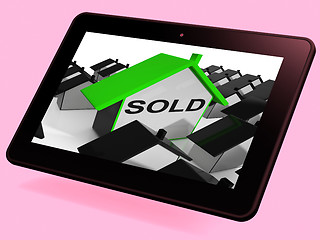 Image showing Sold House Tablet Shows Purchase Or Auction Of Home