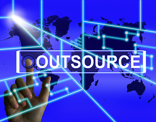 Image showing Outsource Screen Means International Subcontracting or Outsourci