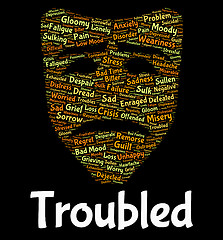 Image showing Troubled Word Shows Difficulty Hard And Wordcloud