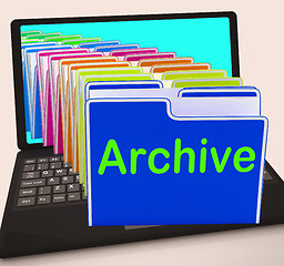 Image showing Archive Folders Laptop Show Documents Data And Backup