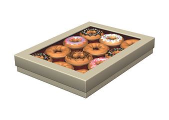 Image showing Box of Donuts on White