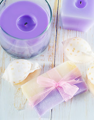 Image showing soap and candle