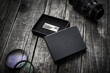 Image showing Photographer usb flash stick drive in box mockup