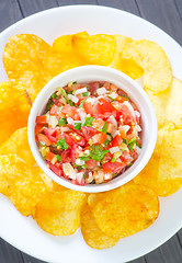 Image showing nachos with salsa