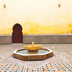 Image showing fountain in morocco africa old antique construction  mousque pal