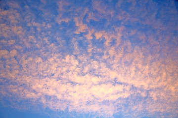 Image showing sunrise in the sky white soft clouds   background