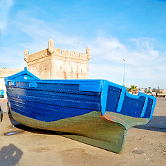 Image showing boat   in   africa morocco  old harbor wood    and  abstract pie