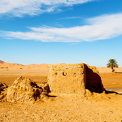 Image showing sahara      africa in morocco  palm the old contruction and  his