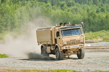 Image showing Kamaz truck in motion. Russia