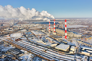 Image showing City power plant in winter season. Tyumen. Russia