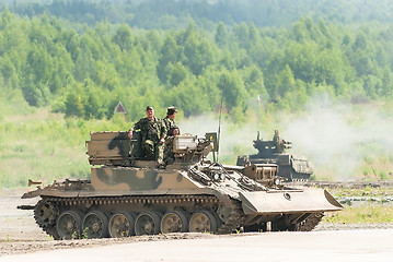 Image showing Armoured recovery vehicle BREM-1M in action