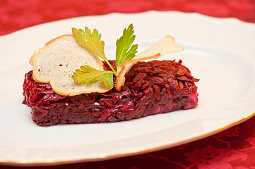 Image showing beet salad with rusk bread 