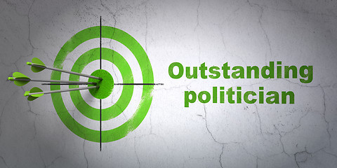 Image showing Politics concept: target and Outstanding Politician on wall background