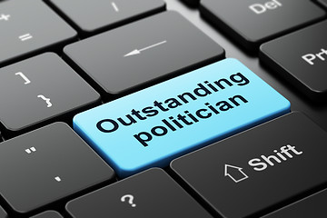 Image showing Politics concept: Outstanding Politician on computer keyboard background