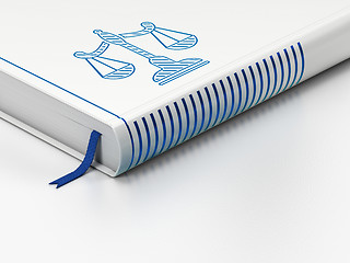 Image showing Law concept: closed book, Scales on white background